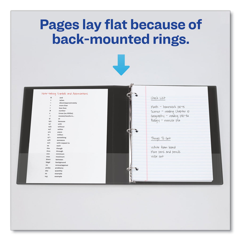 Avery Showcase Economy View Binder with Round Rings, 3 Rings, 3" Capacity, 11 x 8.5, Black