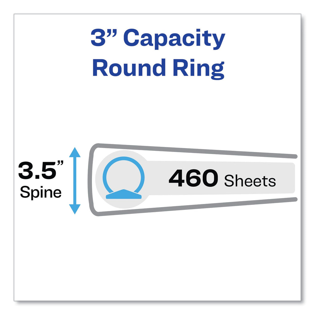 Avery Economy View Binder with Round Rings , 3 Rings, 3" Capacity, 11 x 8.5, White, (5741)