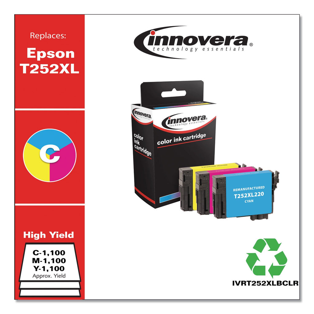Innovera Remanufactured Cyan/Magenta/Yellow High-Yield Ink, Replacement for T252XL (T252XL220/320/420) 1,100 Page-Yield