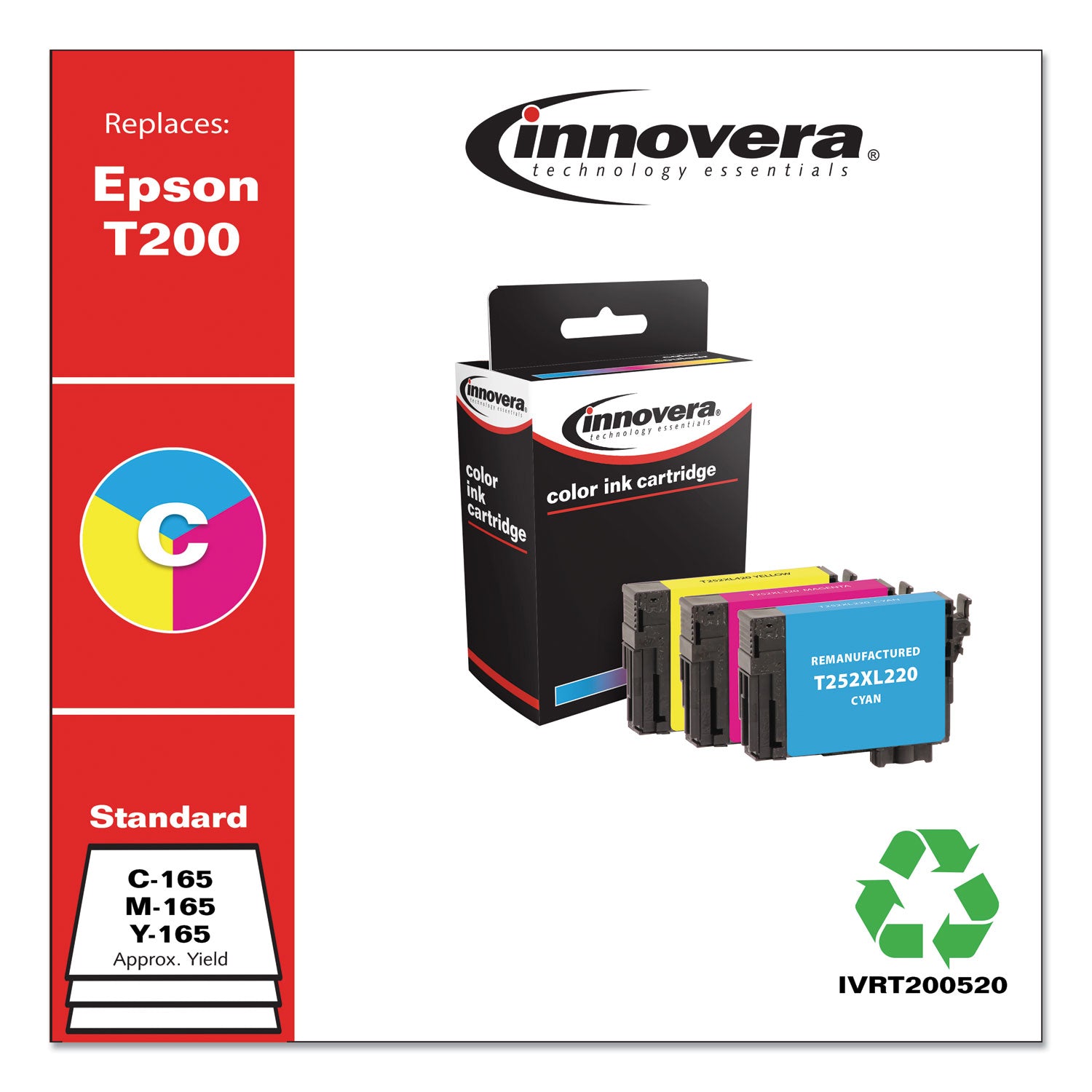 Innovera Remanufactured Cyan/Magenta/Yellow Ink, Replacement for T200 (T200520), 165 Page-Yield