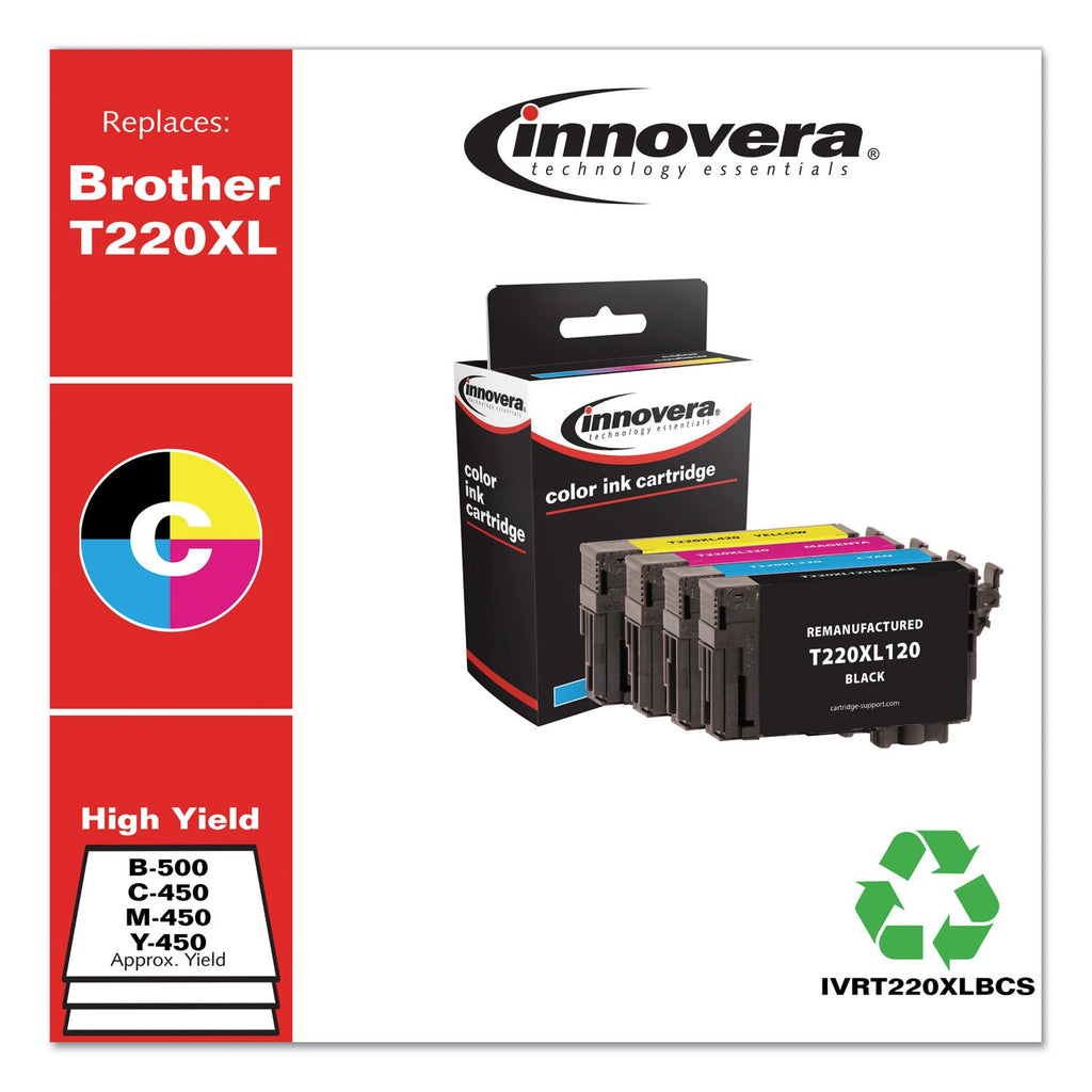 Innovera Remanufactured Black/Cyan/Magenta/Yellow Ink, Replacement for T220XL (T220XL120/220/320/420), 500/450 Page-Yield
