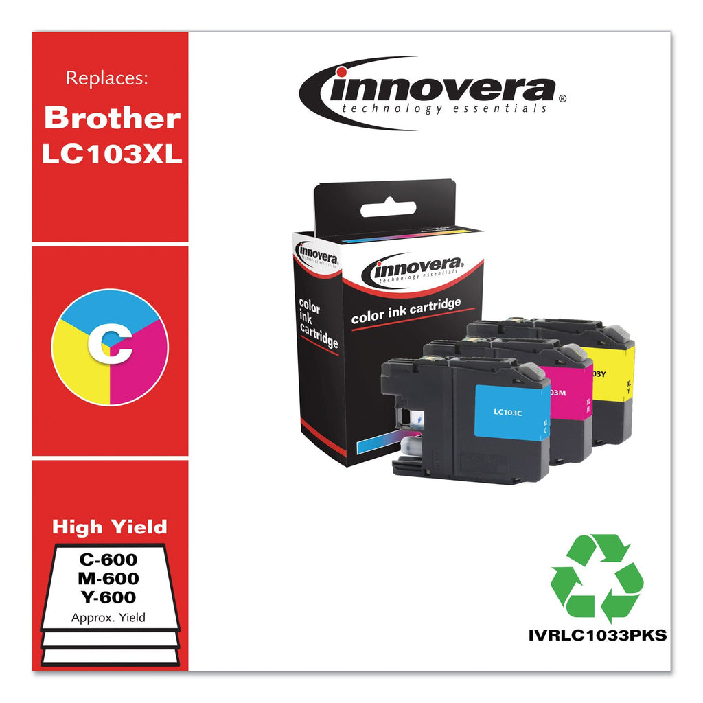 Innovera Compatible Cyan/Magenta/Yellow High-Yield Ink, Replacement for LC1033PKS, 600 Page-Yield