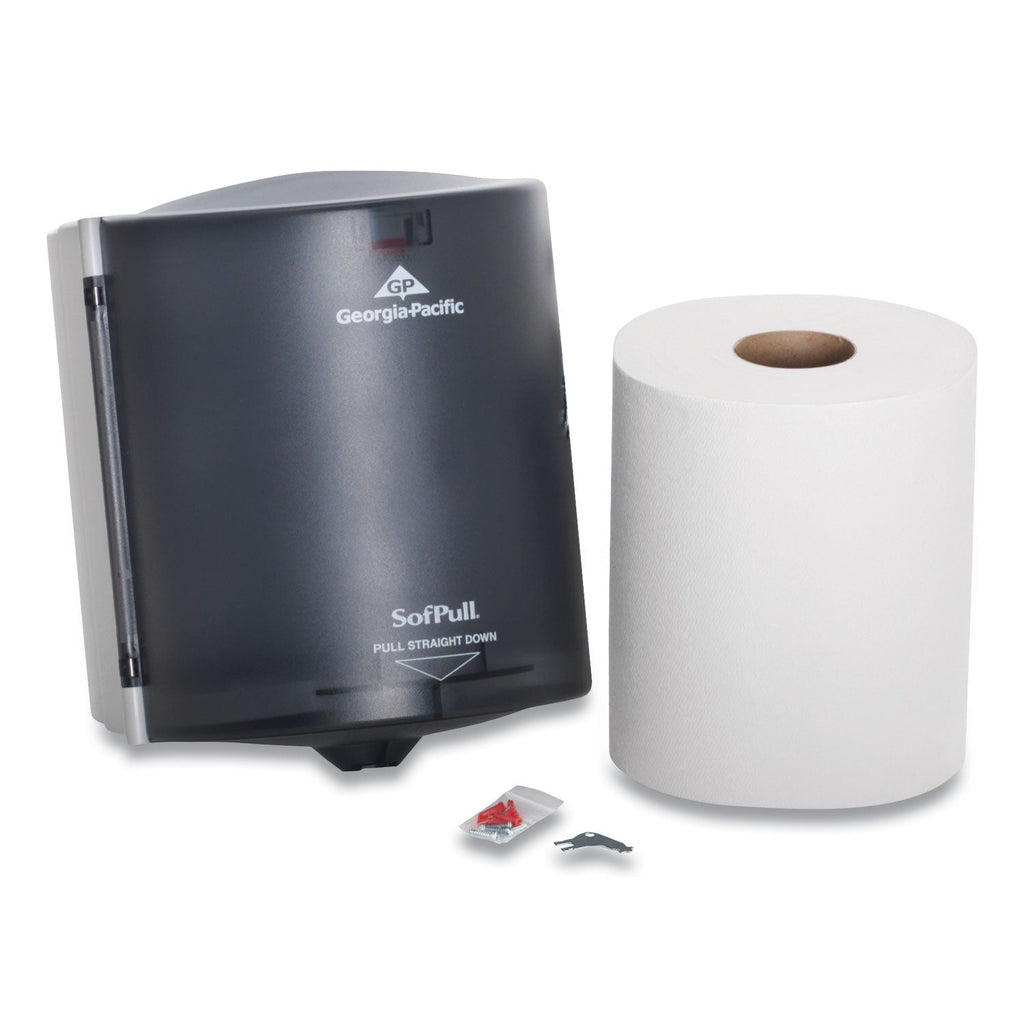 Georgia Pacific SofPull Center Pull Hand Towel Dispenser, Includes Roll of 320 Centerpull Towels, 9.56 x 9.38 x 12.06, Gray