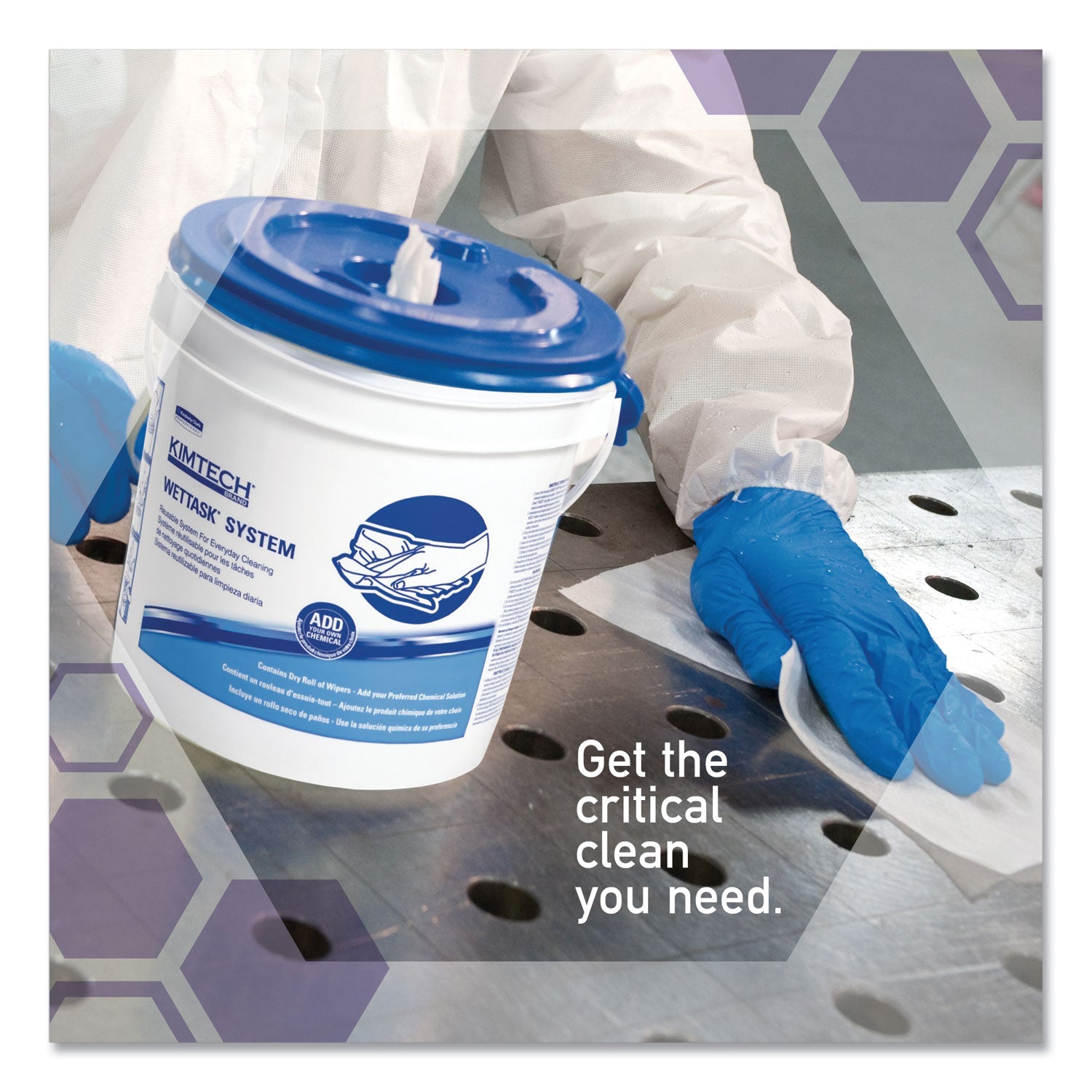 WypAll Power Clean Wipers for Disinfectants, Sanitizers,Solvents WetTask Customizable Wet Wipe System, 140/Roll, 6 Rolls/1 Bucket/CT