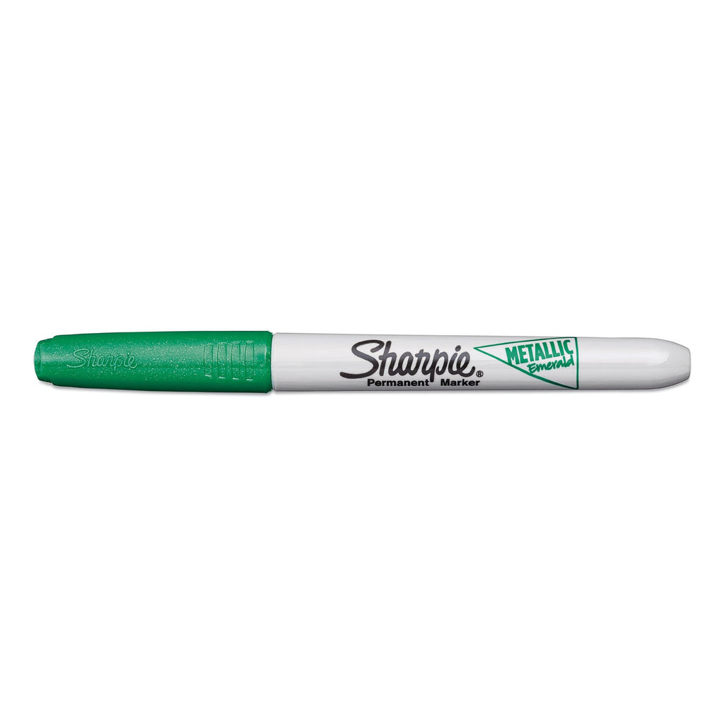 Sharpie Metallic Fine Point Permanent Markers, Fine Bullet Tip, Green, Dozen
