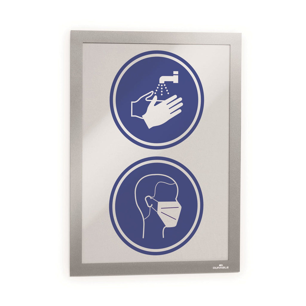 Durable DURAFRAME SUN Sign Holder, 8.5 x 11, Silver Frame, 2/Pack