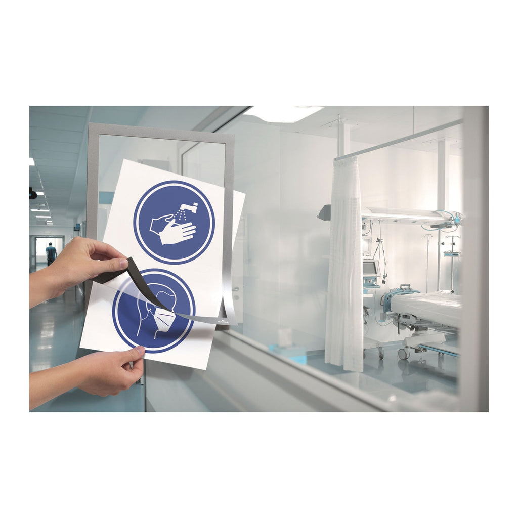 Durable DURAFRAME Sign Holder, 8.5 x 11, Silver Frame, 2/Pack