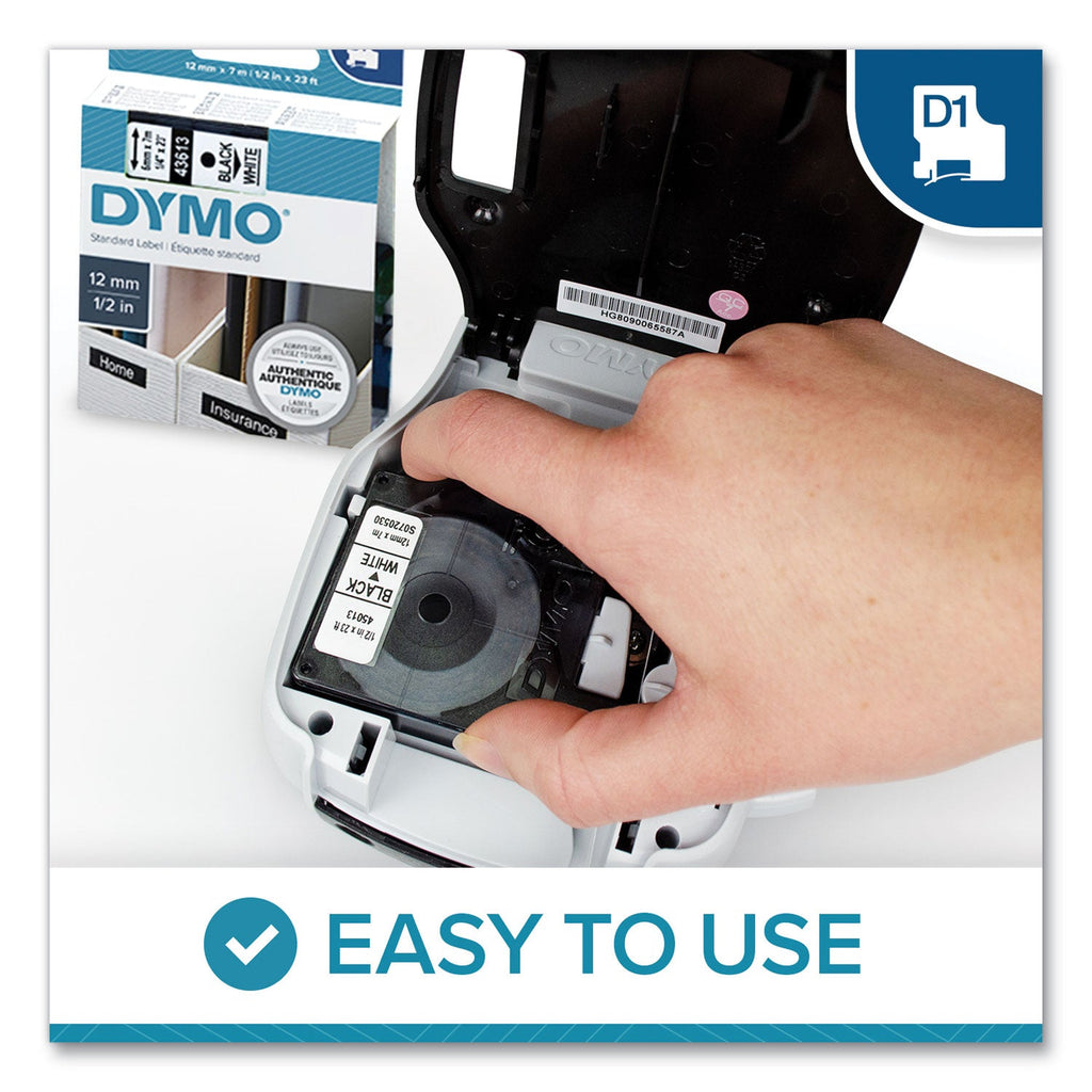 DYMO D1 Flexible Nylon Label Maker Tape, 0.5" x 11.5 ft, Black on White