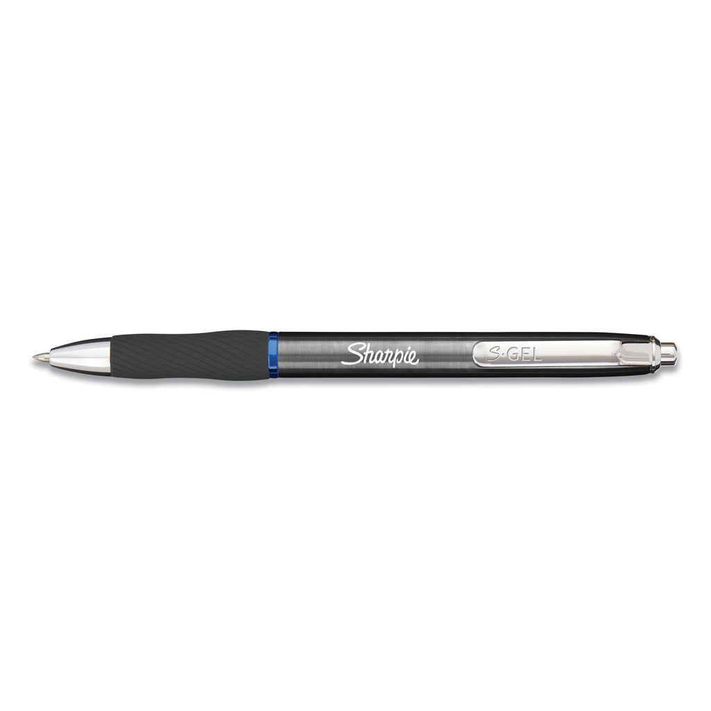 Sharpie S-Gel Premium Metal Barrel Gel Pen, Retractable, Medium 0.7 mm, Blue Ink, Gun Metal Gray Barrel, Dozen