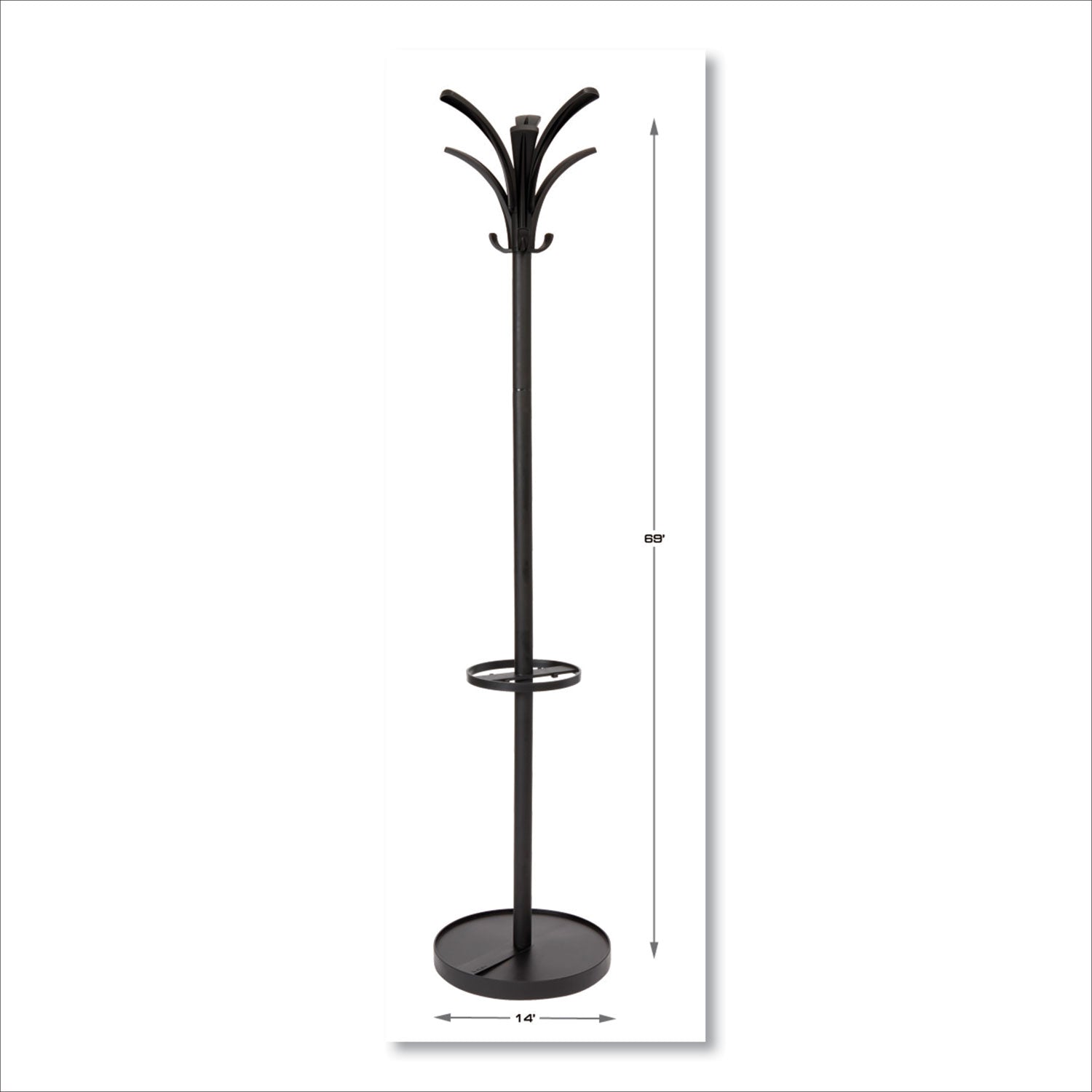 Alba Brio Coat Stand, 13.75w x 13.75d x 66.25h, Black
