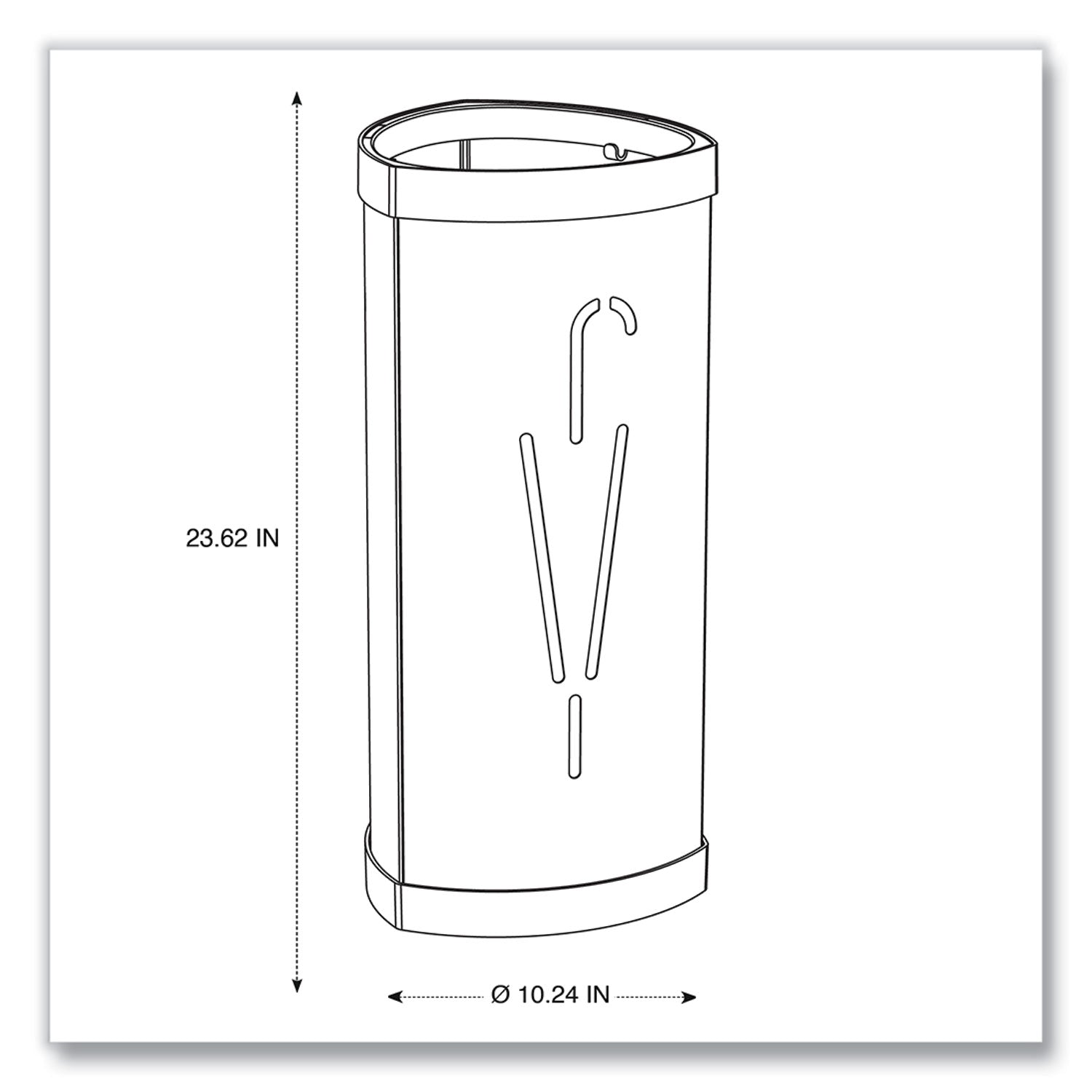 Alba Triangular Umbrella Stand, Steel/Plastic, 10.25w x 10.25d x 23.67h, Black