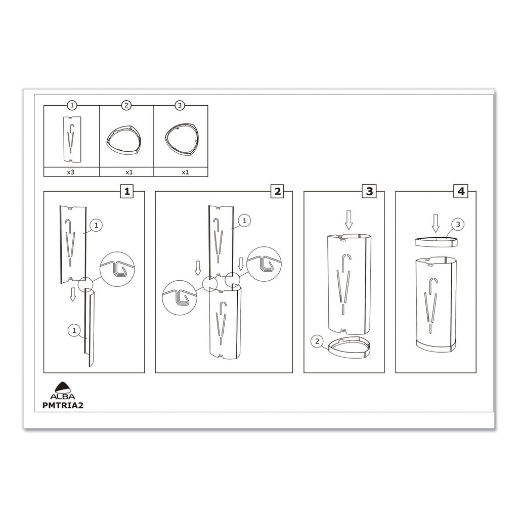Alba Triangular Umbrella Stand, Steel/Plastic, 10.25w x 10.25d x 23.67h, Black