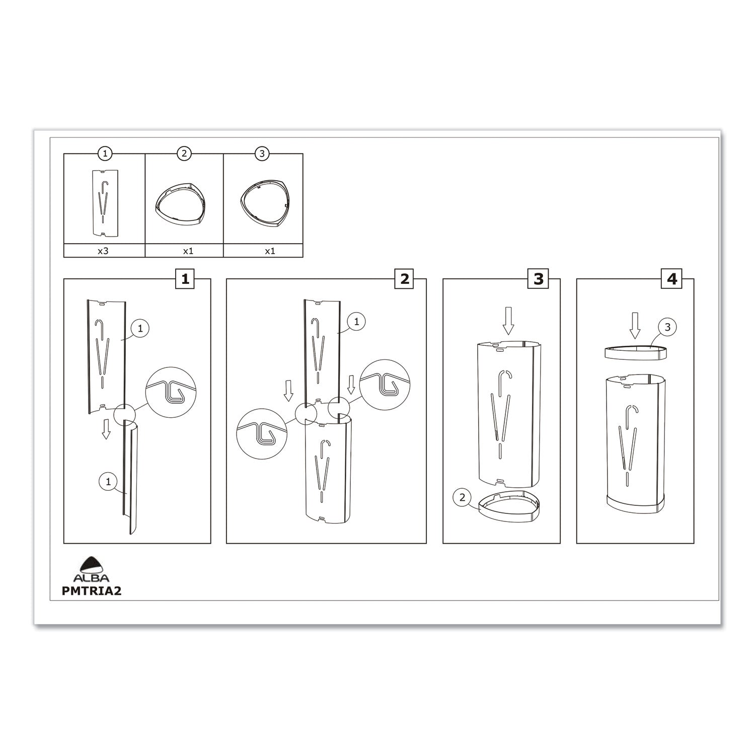 Alba Triangular Umbrella Stand, Steel/Plastic, 10.25w x 10.25d x 23.67h, Black