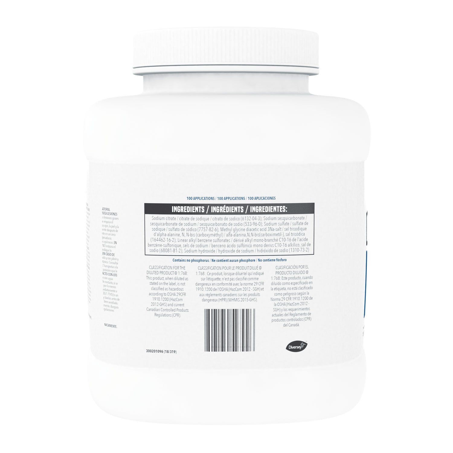 Diversey Beer Clean Glass Cleaner, Unscented, Powder, 4 lb. Container