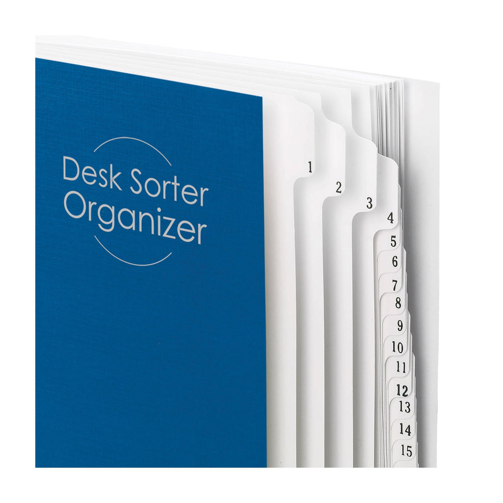Smead Deluxe Expandable Indexed Desk File/Sorter, 31 Dividers, Date Index, Letter Size, Dark Blue Cover
