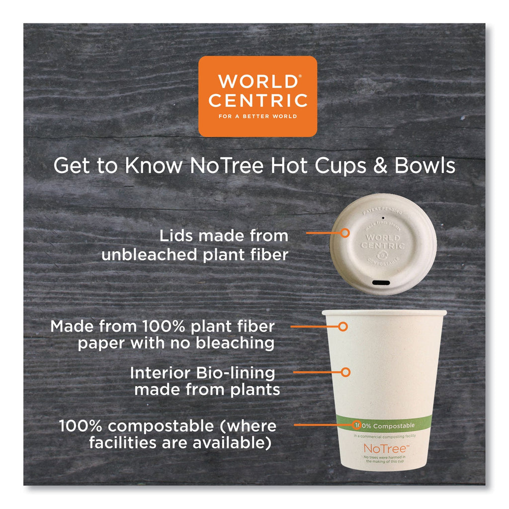 World Centric No Tree Paper Bowls, 8 oz, 3.4" Diameter x 2.3"h, Natural, Sugarcane, 1,000/Carton