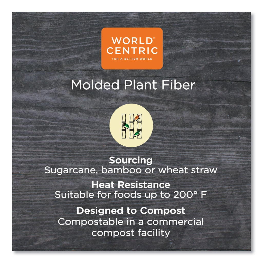 World Centric Fiber Trays, PLA Lined, PFAS Free, 1-Compartment, 9.1 x 7.1 x 0.7, Natural, Paper, 500/Carton