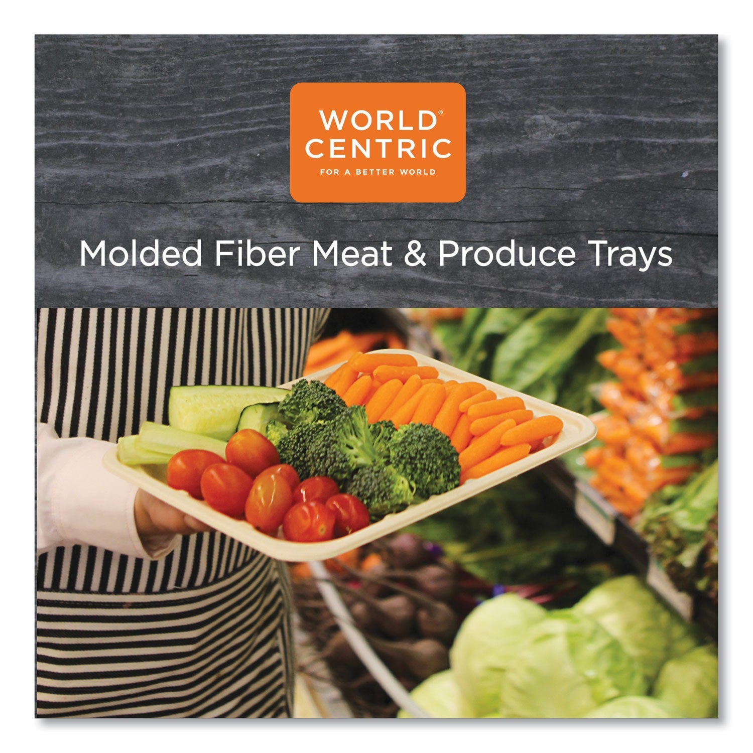 World Centric Fiber Trays, PLA Lined, PFAS Free, 1-Compartment, 8.2 x 5.7 x 0.7, Natural, Paper, 500/Carton