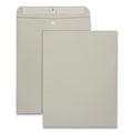 Quality Park Clasp Envelope, 28 lb Bond Weight Kraft, #110, Square Flap, Clasp/Gummed Closure, 12 x 15.5, Executive Gray, 100/Box