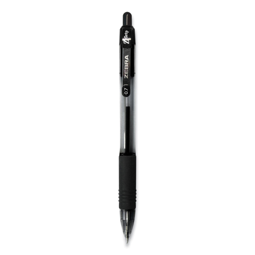 Zebra Z-Grip Ballpoint Pen, Retractable, Medium 0.7 mm, Black Ink, Black Tinted Barrel, 30/Pack