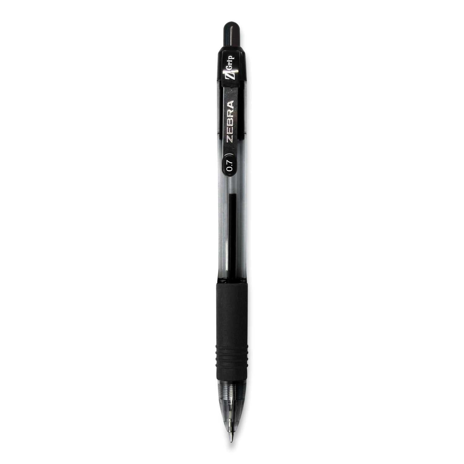 Zebra Z-Grip Ballpoint Pen, Retractable, Medium 0.7 mm, Black Ink, Black Tinted Barrel, 30/Pack