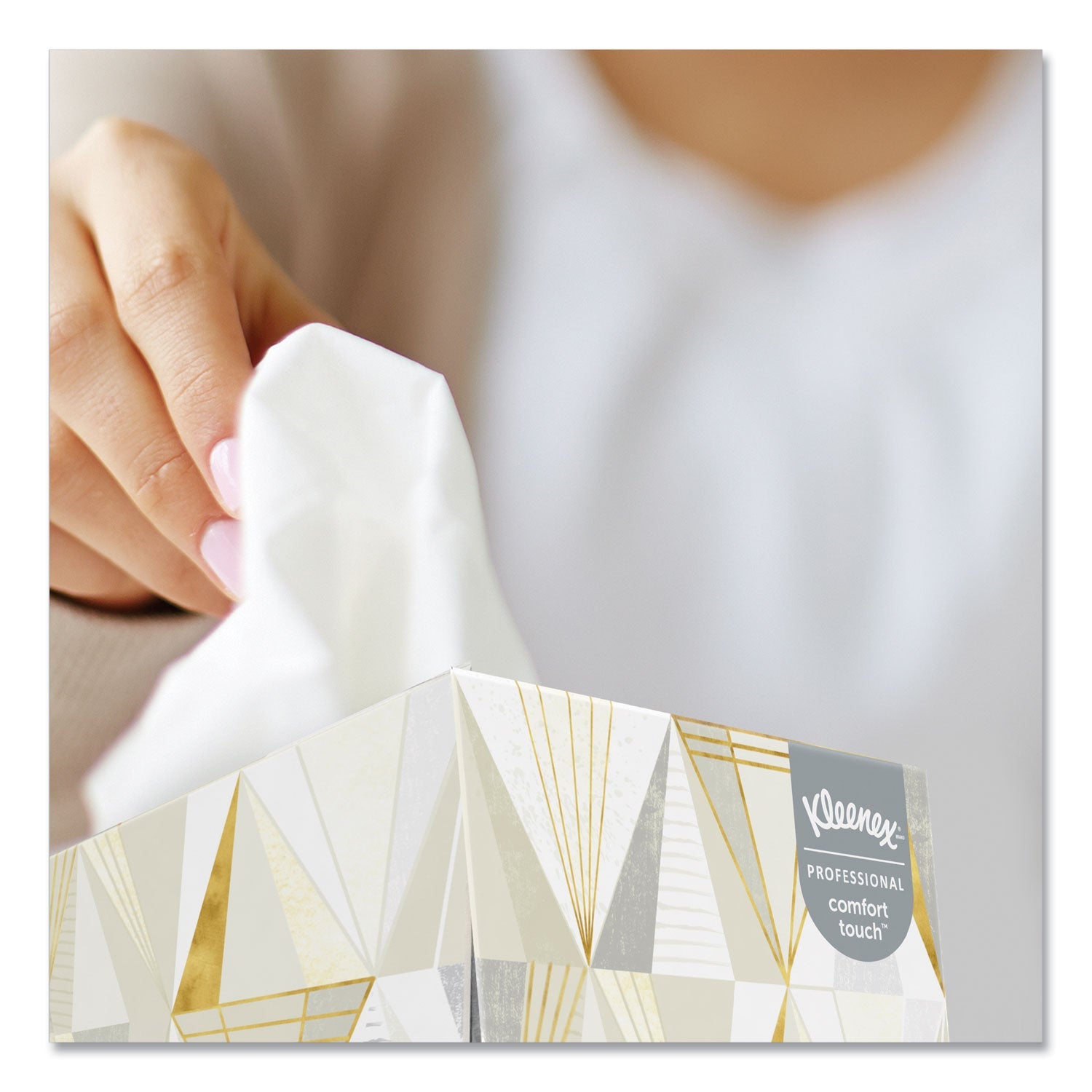 Kleenex Boutique White Facial Tissue, 2-Ply, Pop-Up Box, 95 Sheets/Box, 3 Boxes/Pack, 12 Packs/Carton