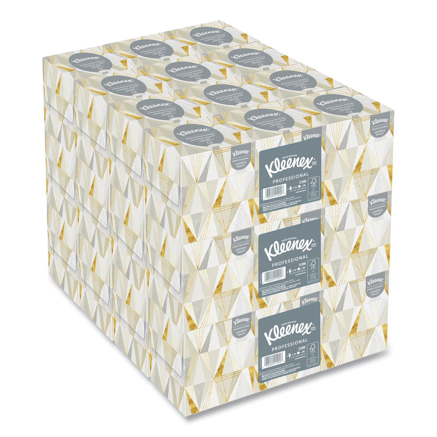 Kleenex Boutique White Facial Tissue, 2-Ply, Pop-Up Box, 95 Sheets/Box, 3 Boxes/Pack, 12 Packs/Carton