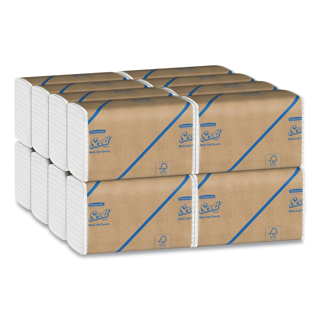 Scott Essential Multi-Fold Towels 100% Recycled, 9.2  x 9.4, White, 250/Pack, 16 Pack/Carton