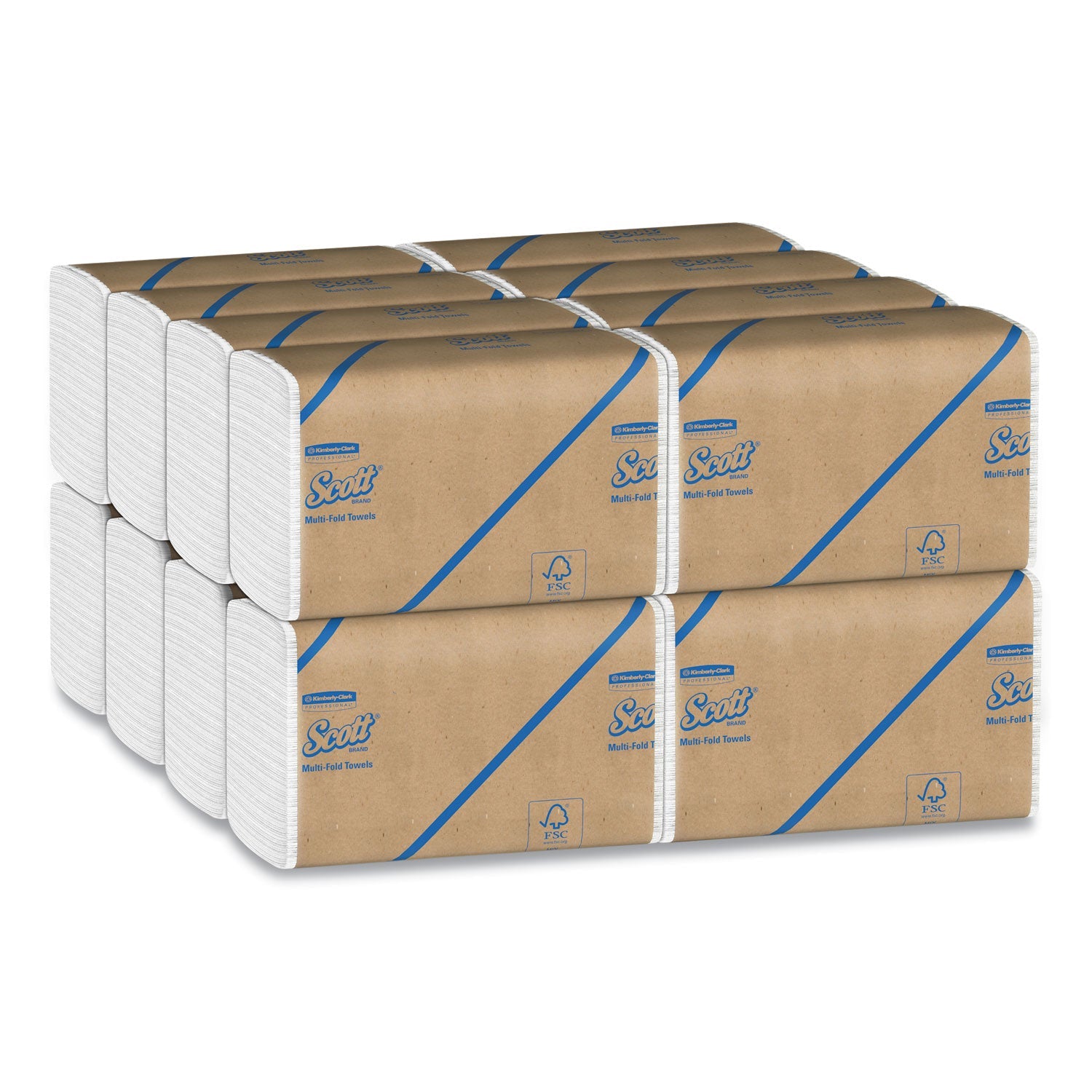 Scott Essential Multi-Fold Towels 100% Recycled, 9.2  x 9.4, White, 250/Pack, 16 Pack/Carton