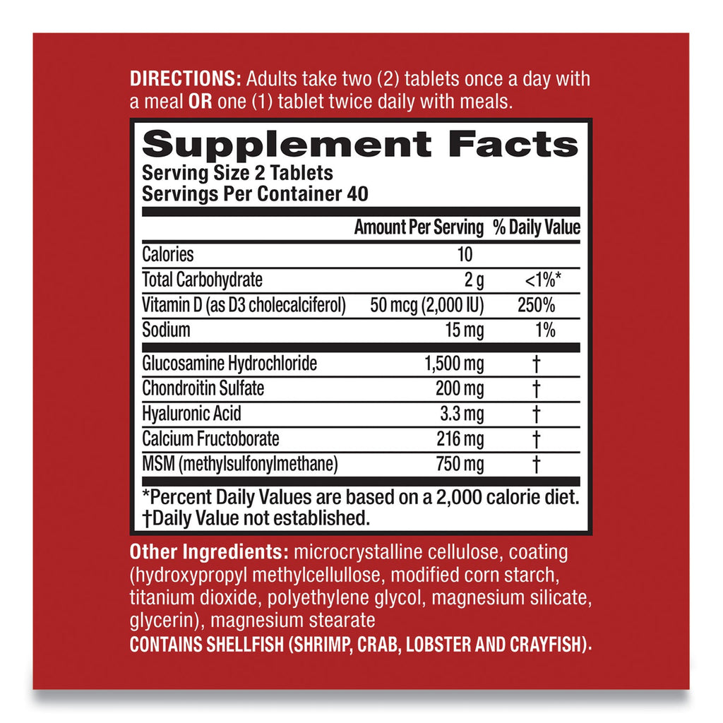 Move Free Advanced Plus MSM and Vitamin D3 Joint Health Tablet, 80 Count, 12/Carton