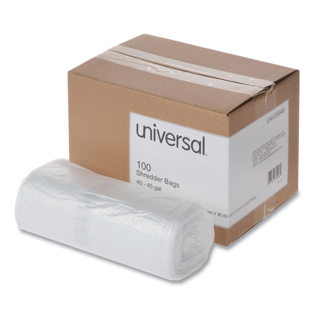 Universal High-Density Shredder Bags, 40-45 gal Capacity, 100/Box