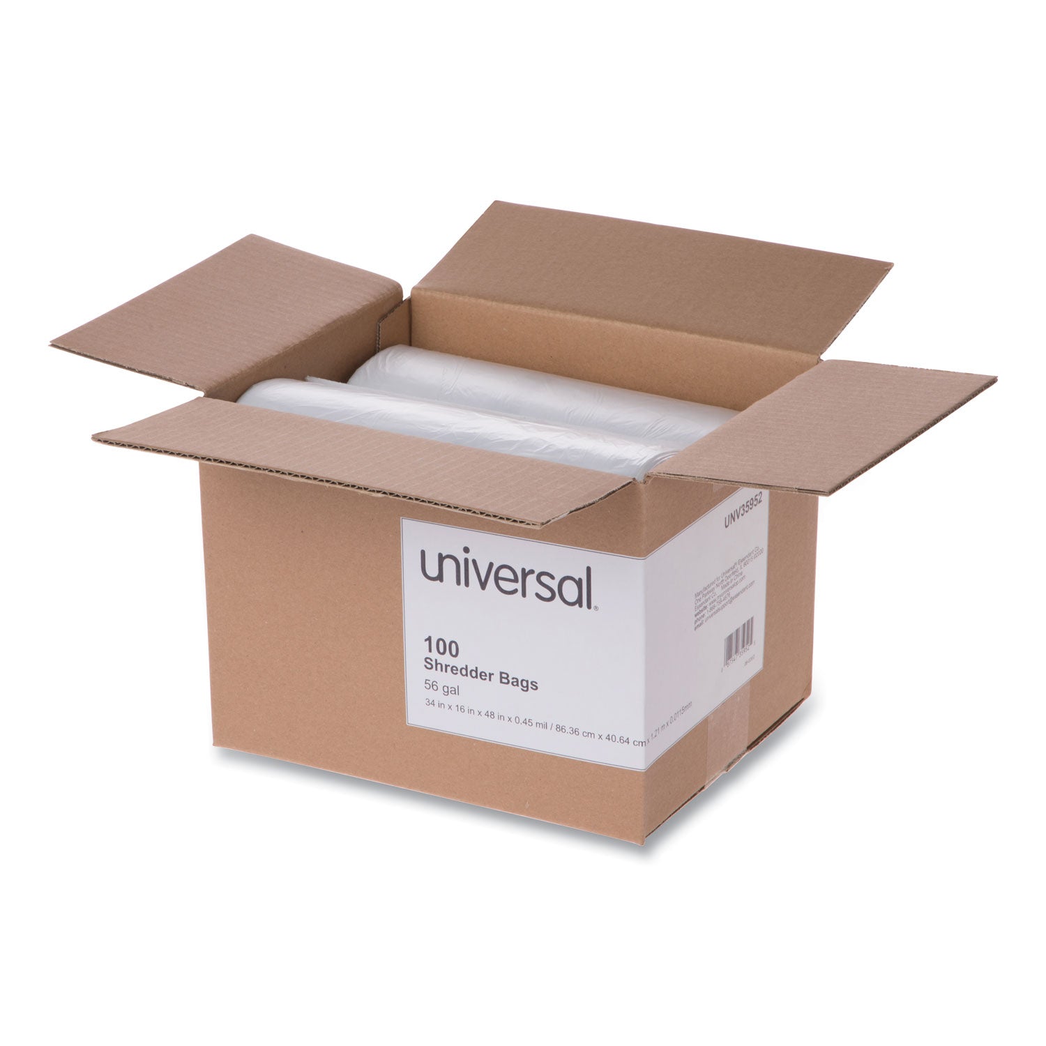 Universal High-Density Shredder Bags, 56 gal Capacity, 100/Box