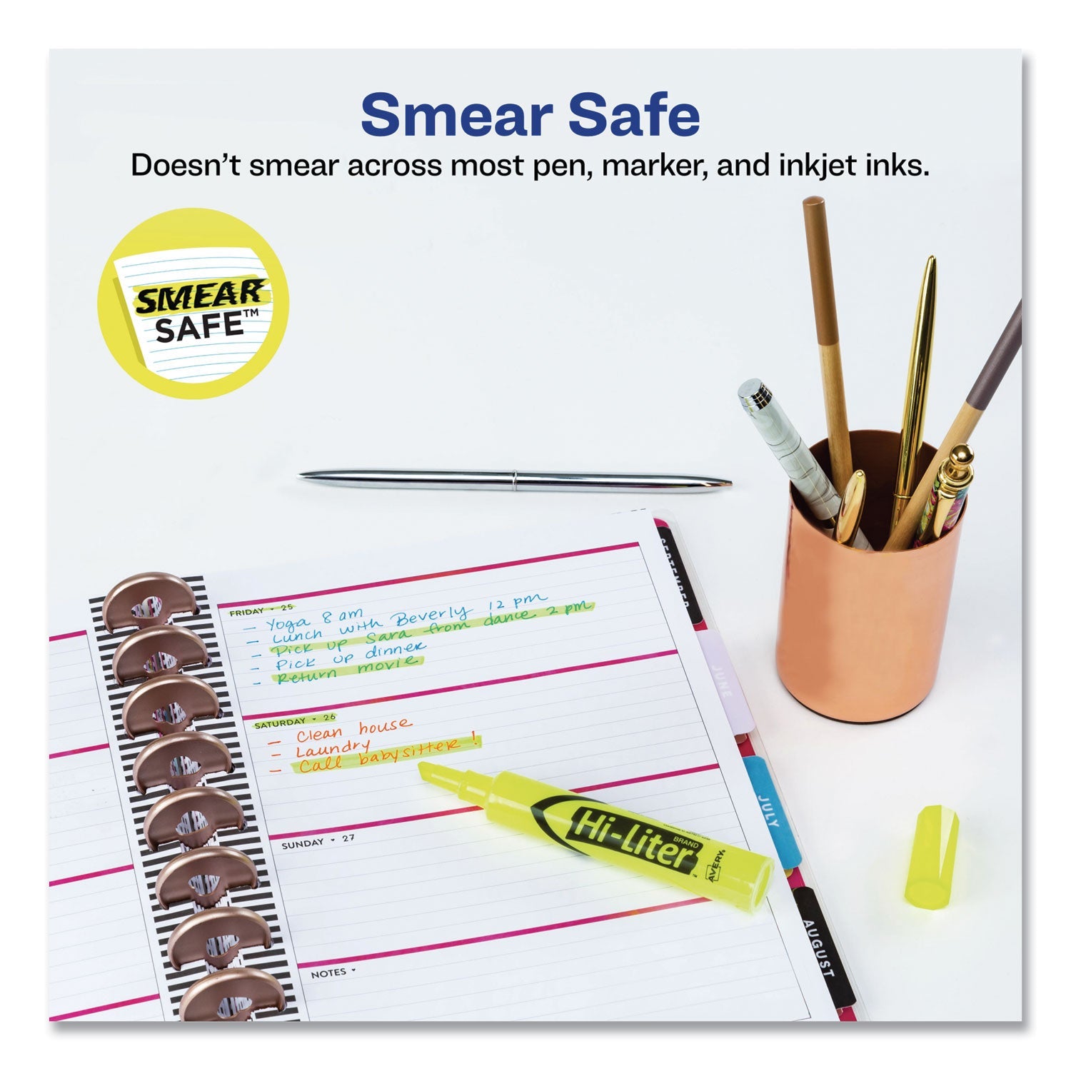 Avery HI-LITER Desk-Style Highlighters, Fluorescent Yellow Ink, Chisel Tip, Yellow/Black Barrel, 200/Box