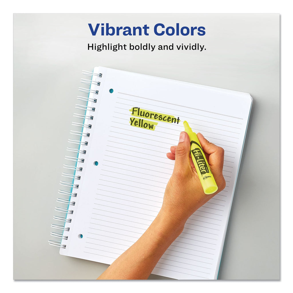 Avery HI-LITER Desk-Style Highlighters, Fluorescent Yellow Ink, Chisel Tip, Yellow/Black Barrel, 200/Box