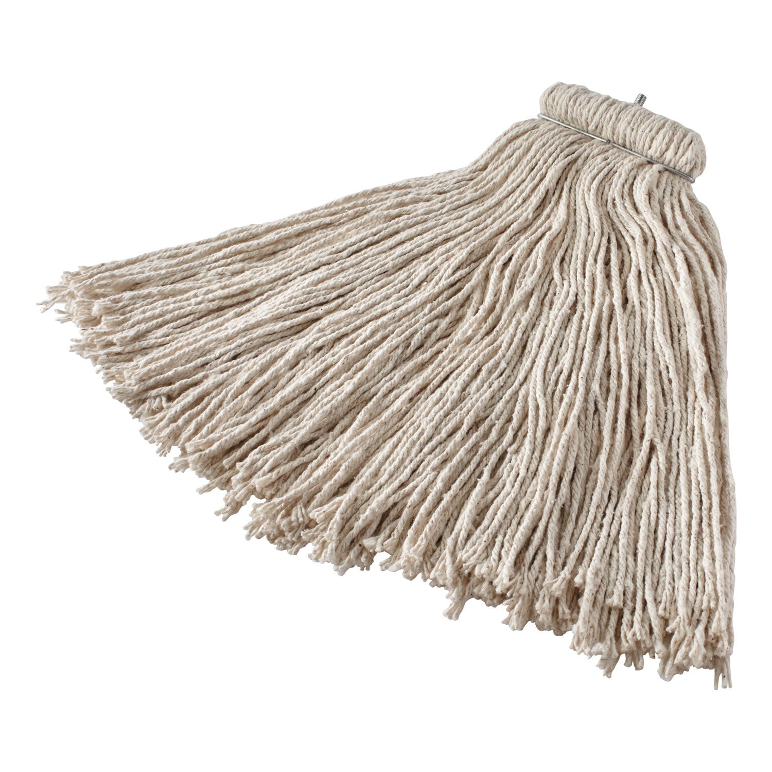 Rubbermaid Non-Launderable Cotton/Synthetic Cut-End Wet Mop Heads, 16 oz, White, Twister White Headband