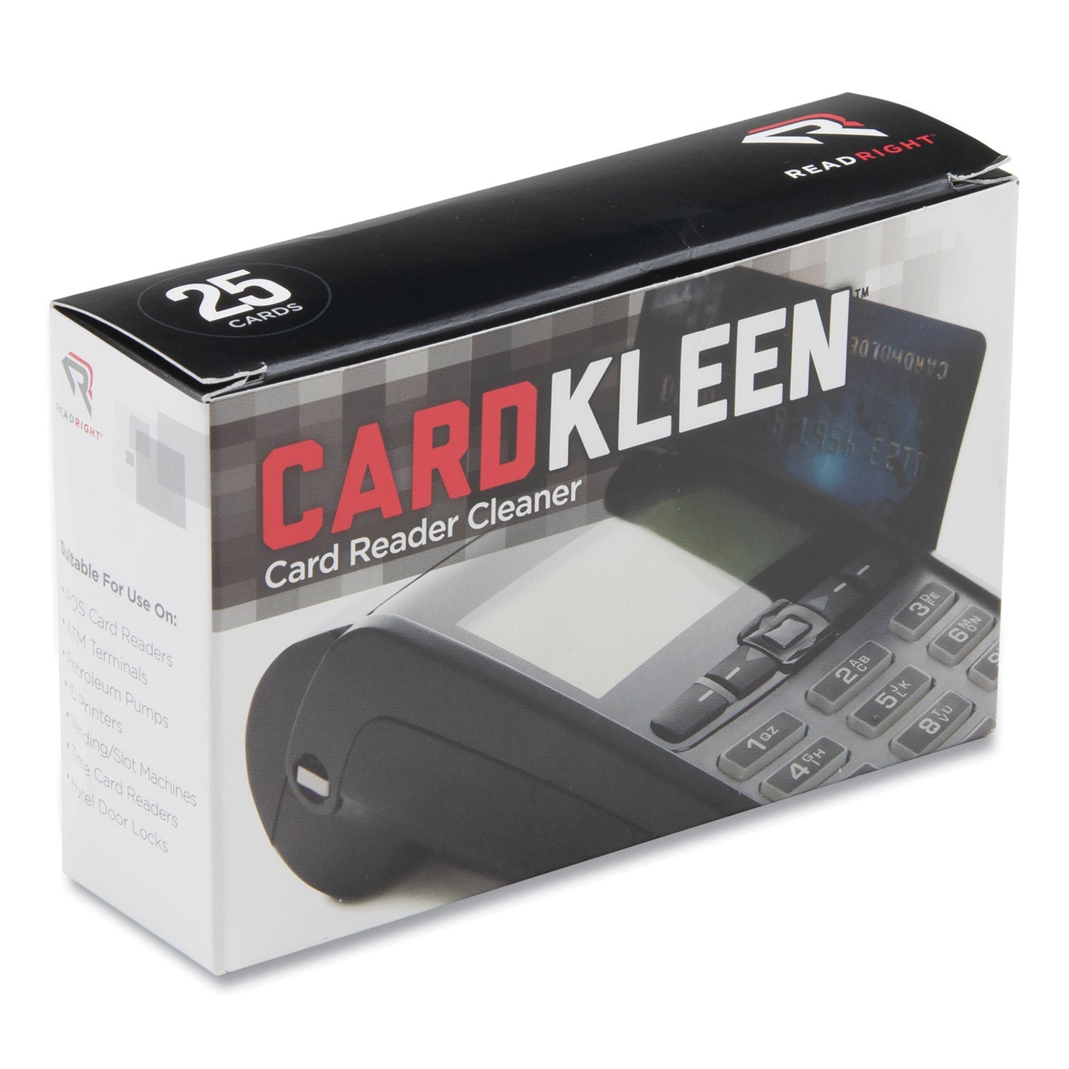 Read Right CardKleen Presaturated Magnetic Head Cleaning Cards, 3 3/8" x 2 1/8", 25/Box