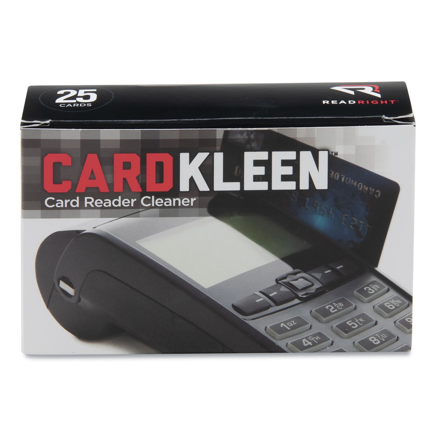 Read Right CardKleen Presaturated Magnetic Head Cleaning Cards, 3 3/8" x 2 1/8", 25/Box