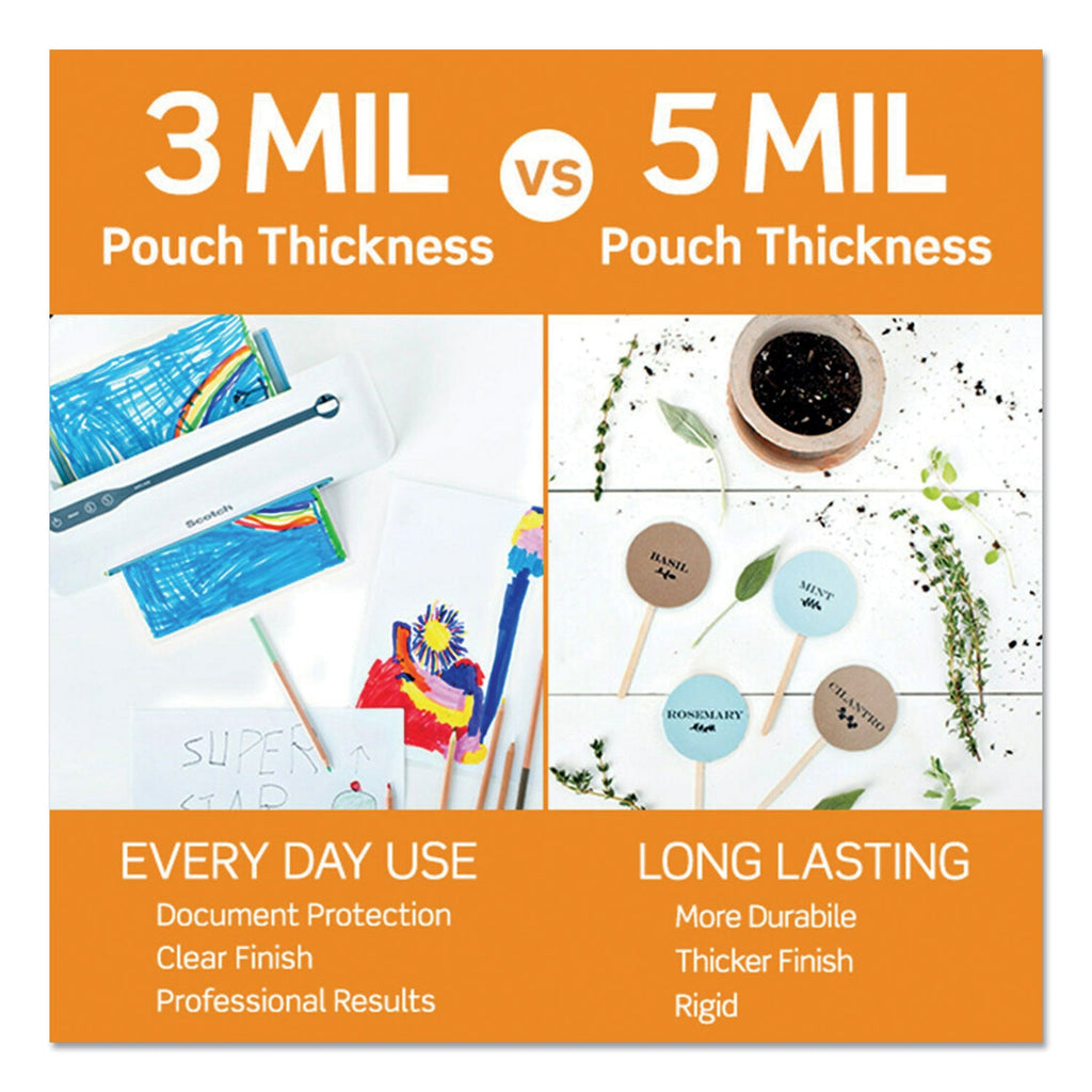 Scotch Laminating Pouches, 5 mil, 3.75" x 2.38", Gloss Clear, 100/Pack