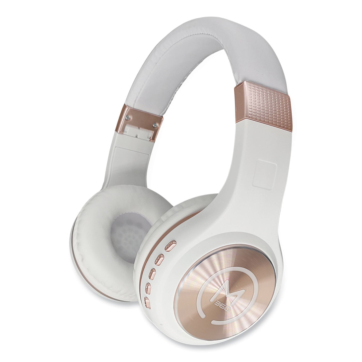 Morpheus 360 SERENITY Stereo Wireless Headphones with Microphone, 3 ft Cord, White/Rose Gold