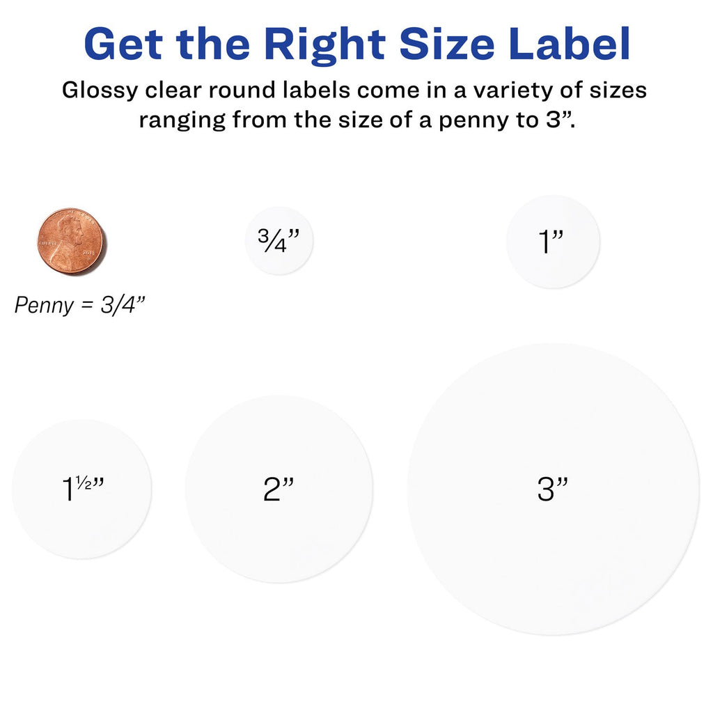 Avery Round Print-to-the Edge Labels with SureFeed and EasyPeel, 1.67" dia, Glossy Clear, 500/PK