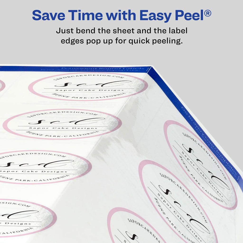 Avery Round Print-to-the Edge Labels with SureFeed and EasyPeel, 1.67" dia, Glossy Clear, 500/PK