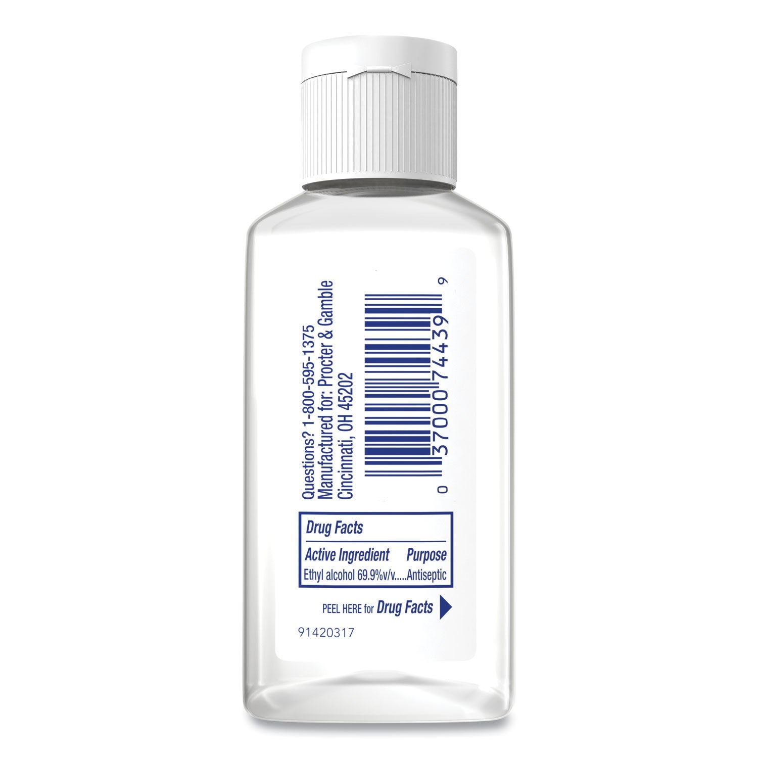 Safeguard Alcohol Hand Sanitizer Gel, 2 oz Flip-Cap Bottle, Fresh Clean Scent, 48/Carton