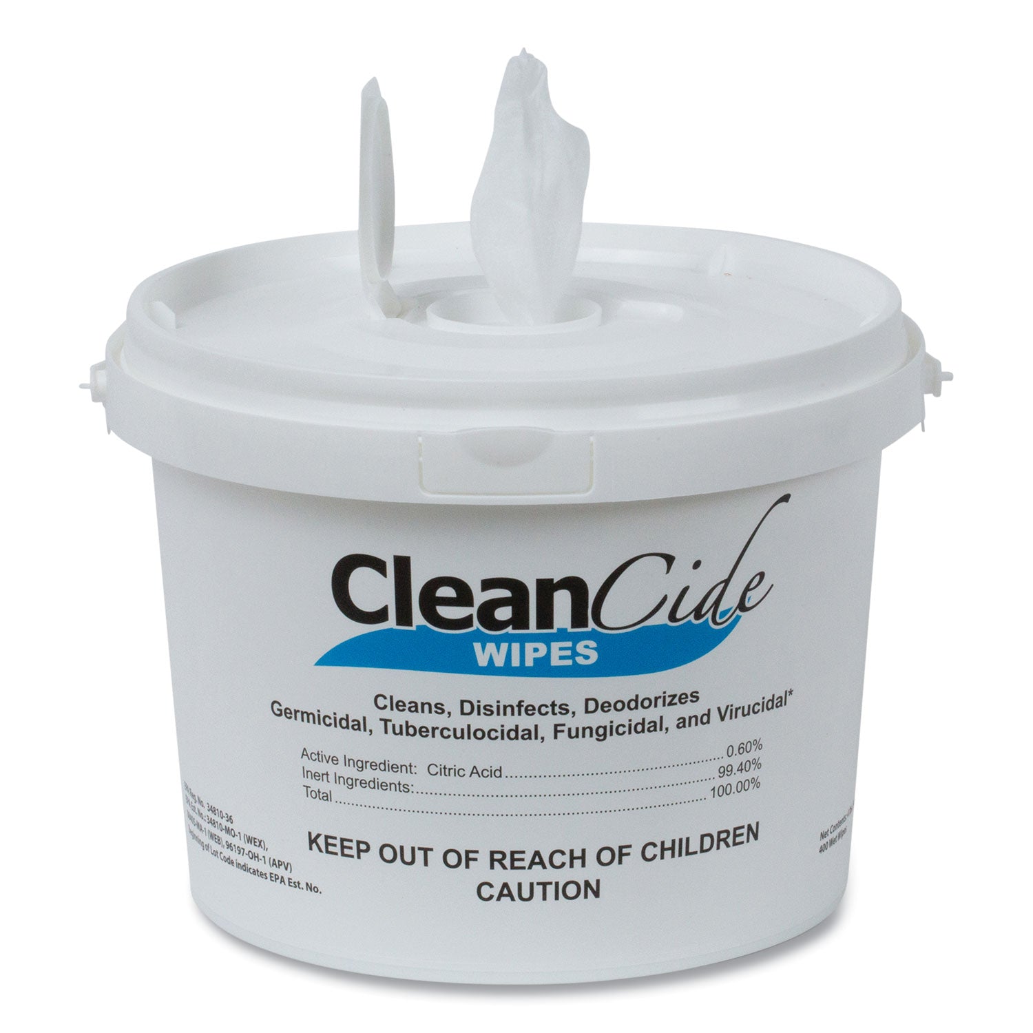 Wexford Labs CleanCide Disinfecting Wipes, 8 x 5.5, Fresh Scent, 400/Tub