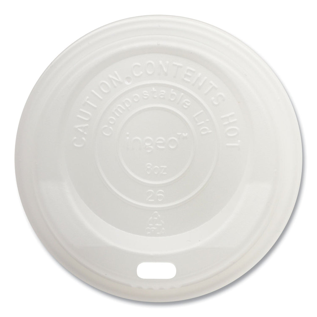 World Centric PLA Lids for Hot Cups, Fits 8 oz Cups, White, 1,000/Carton