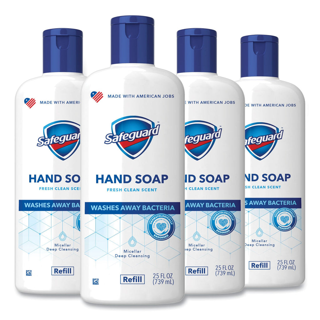 Safeguard Liquid Hand Soap, Fresh Clean Scent, 25 oz Bottle, 4/Carton