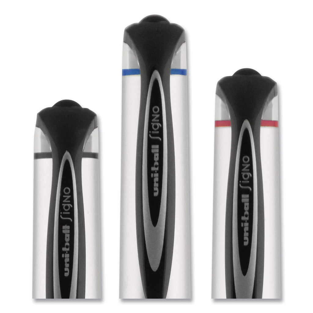 uniball 207 Impact Gel Pen, Stick, Bold 1 mm, Black Ink, Silver/Black Barrel