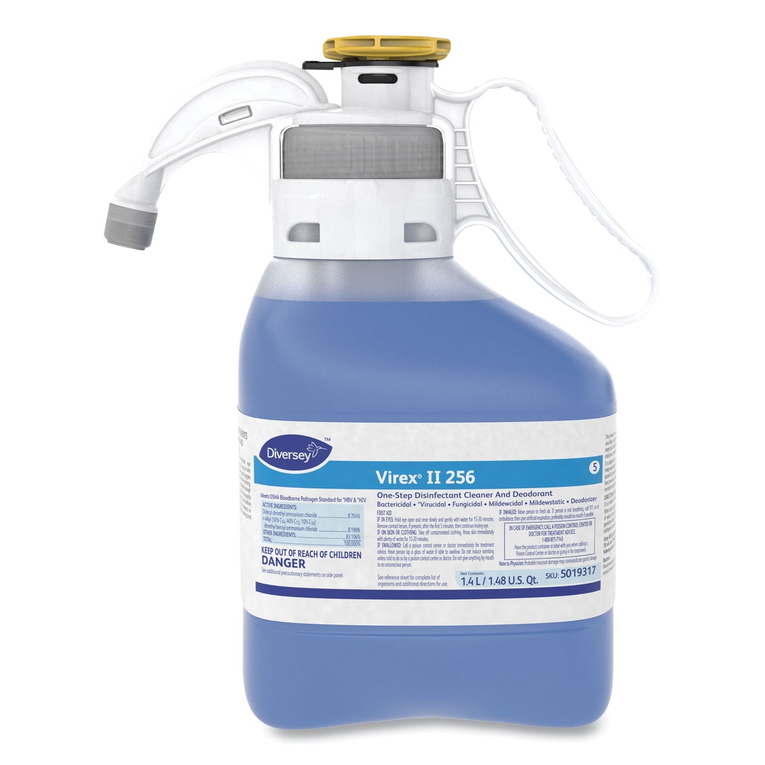 Diversey Virex II 256 One-Step Disinfectant Cleaner Deodorant, Mint, 1.4L, 2 Bottles/CT
