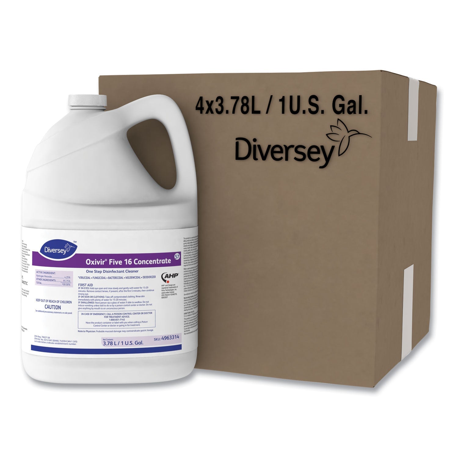 Oxivir Five 16 One-Step Disinfectant Cleaner, 1 gal Bottle, 4/Carton