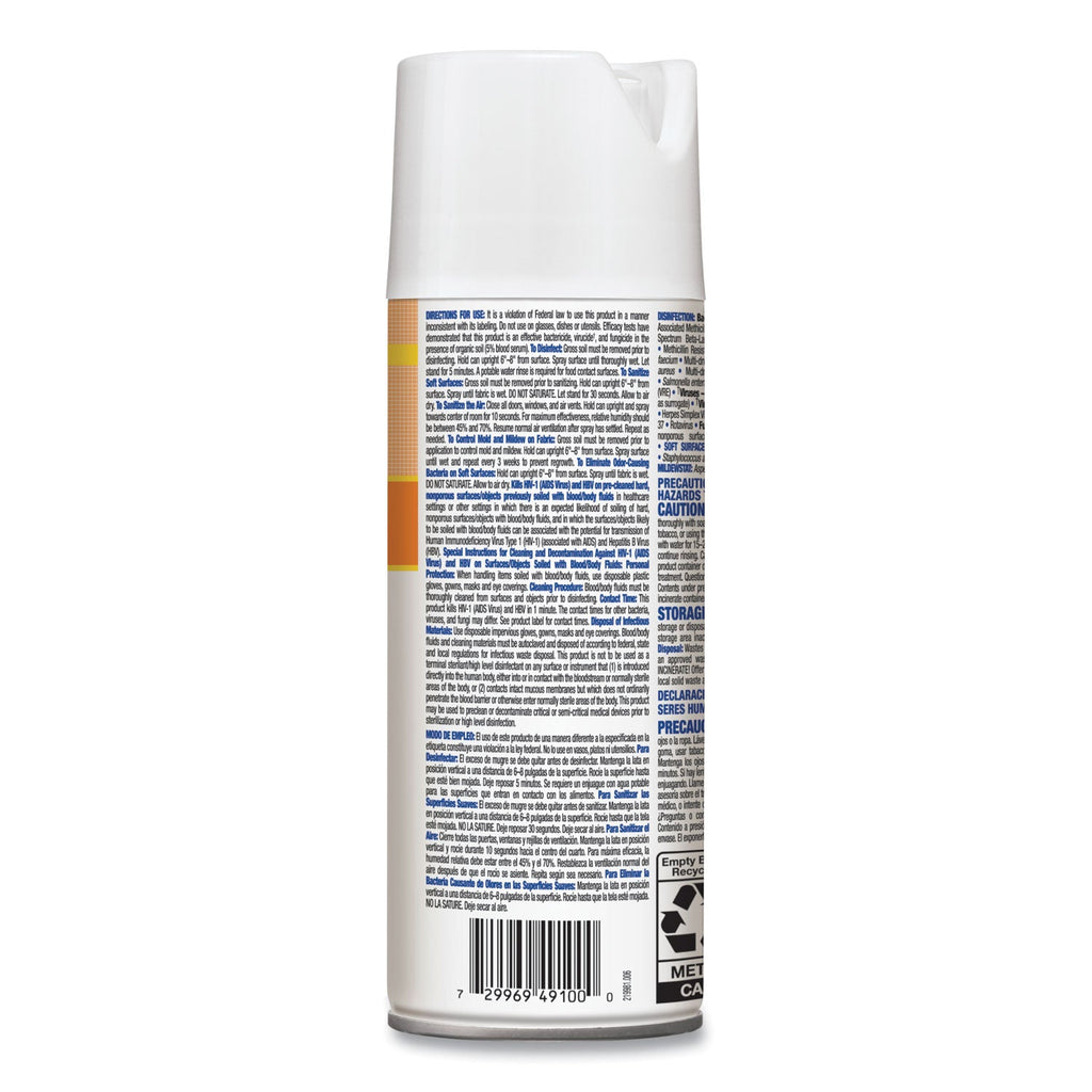 Clorox Citrace Hospital Disinfectant and Deodorizer, Citrus, 14 oz Aerosol Spray, 12/Carton