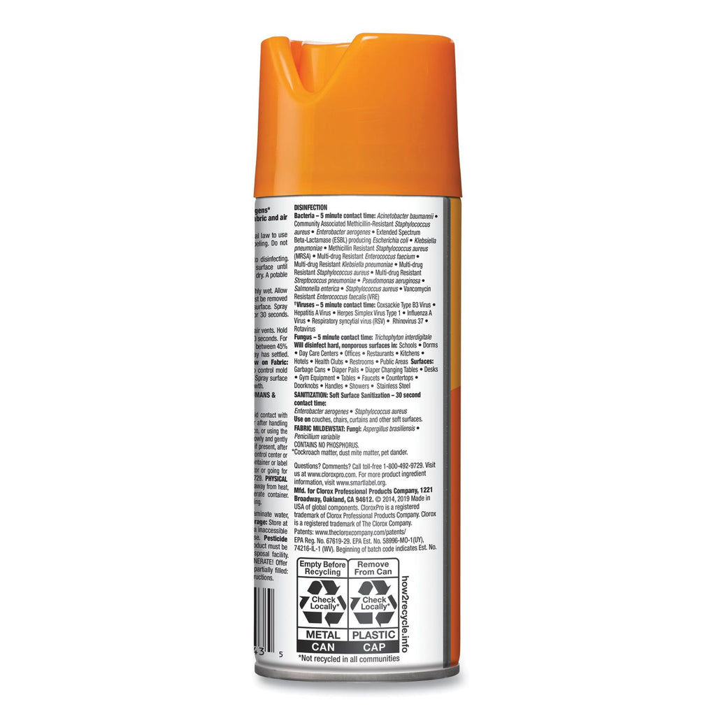 Clorox 4-in-One Disinfectant and Sanitizer, Citrus, 14 oz Aerosol Spray, 12/Carton